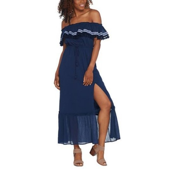 Vince Camuto Dresses & Skirts - Vince Camuto Off-the- Shoulder Belted Maxi Dress
